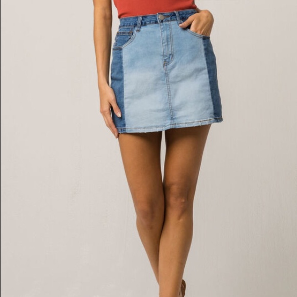 COCO & JAIMESON Mini Two Tone Denim Skirt